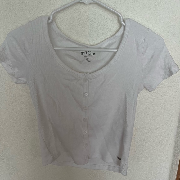 Hollister White Button Up Short Sleeve Shirt Size S - Picture 1 of 3